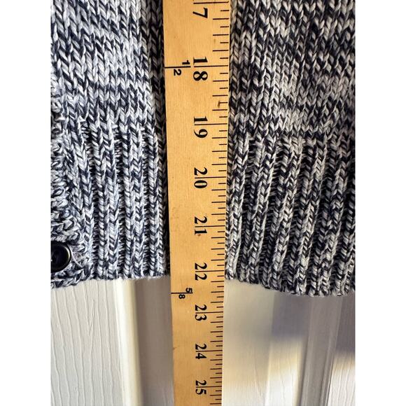 Talbots Vintage Marled Cotton Navy White Collared Cardigan Rag Sweater Size M - Picture 6 of 7